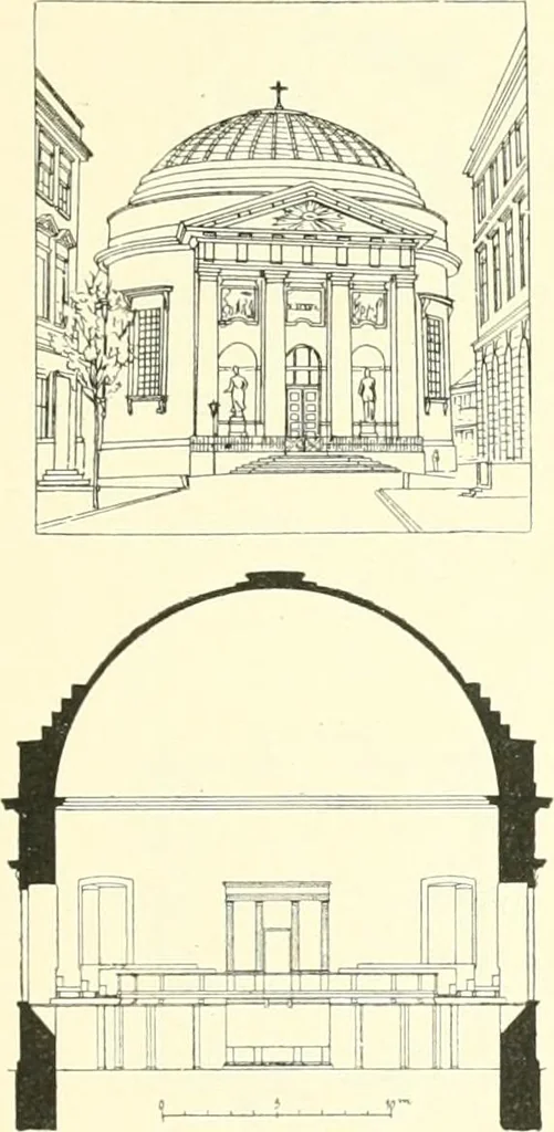 An illustration from Der Kirchenbau des Protestantismus von der Reformation bis zur Gegenwart, hrsg. von der Vereinigung Berliner Architekten, 1893, leaf 163