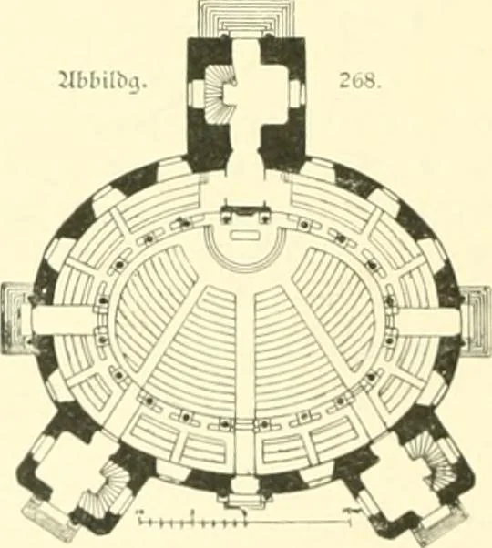 An illustration from Der Kirchenbau des Protestantismus von der Reformation bis zur Gegenwart, hrsg. von der Vereinigung Berliner Architekten, 1893, leaf 164