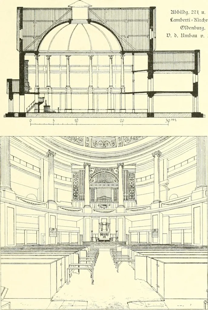 An illustration from Der Kirchenbau des Protestantismus von der Reformation bis zur Gegenwart, hrsg. von der Vereinigung Berliner Architekten, 1893, leaf 165