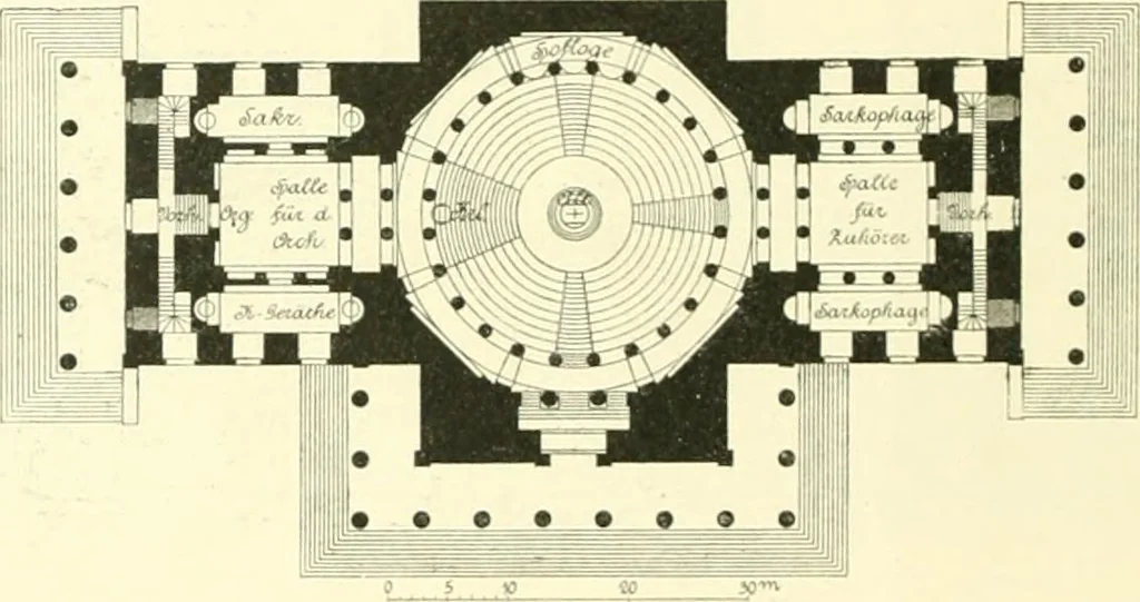 An illustration from Der Kirchenbau des Protestantismus von der Reformation bis zur Gegenwart, hrsg. von der Vereinigung Berliner Architekten, 1893, leaf 178