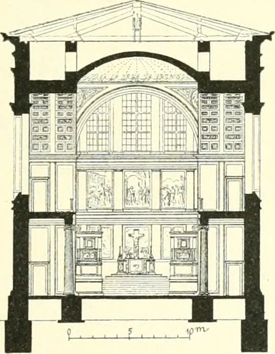 An illustration from Der Kirchenbau des Protestantismus von der Reformation bis zur Gegenwart, hrsg. von der Vereinigung Berliner Architekten, 1893, leaf 183