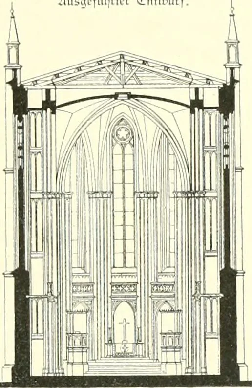 An illustration from Der Kirchenbau des Protestantismus von der Reformation bis zur Gegenwart, hrsg. von der Vereinigung Berliner Architekten, 1893, leaf 183