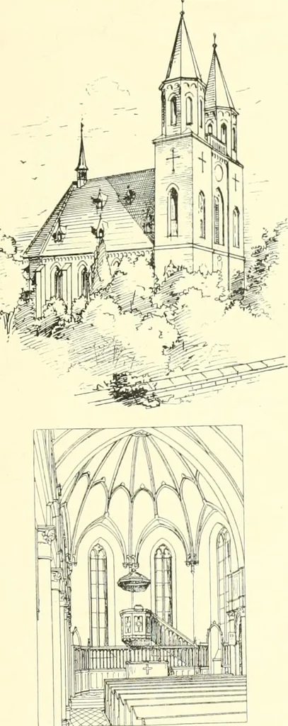 An illustration from Der Kirchenbau des Protestantismus von der Reformation bis zur Gegenwart, hrsg. von der Vereinigung Berliner Architekten, 1893, leaf 197