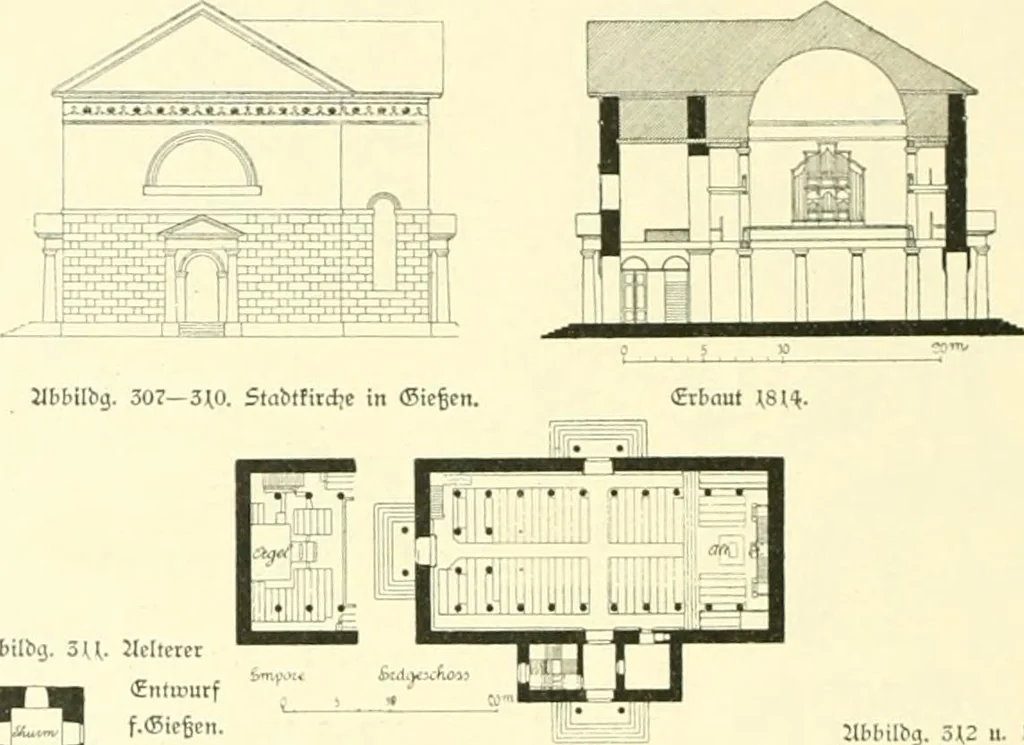 An illustration from Der Kirchenbau des Protestantismus von der Reformation bis zur Gegenwart, hrsg. von der Vereinigung Berliner Architekten, 1893, leaf 198