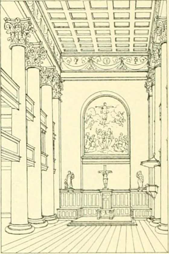 An illustration from Der Kirchenbau des Protestantismus von der Reformation bis zur Gegenwart, hrsg. von der Vereinigung Berliner Architekten, 1893, leaf 202