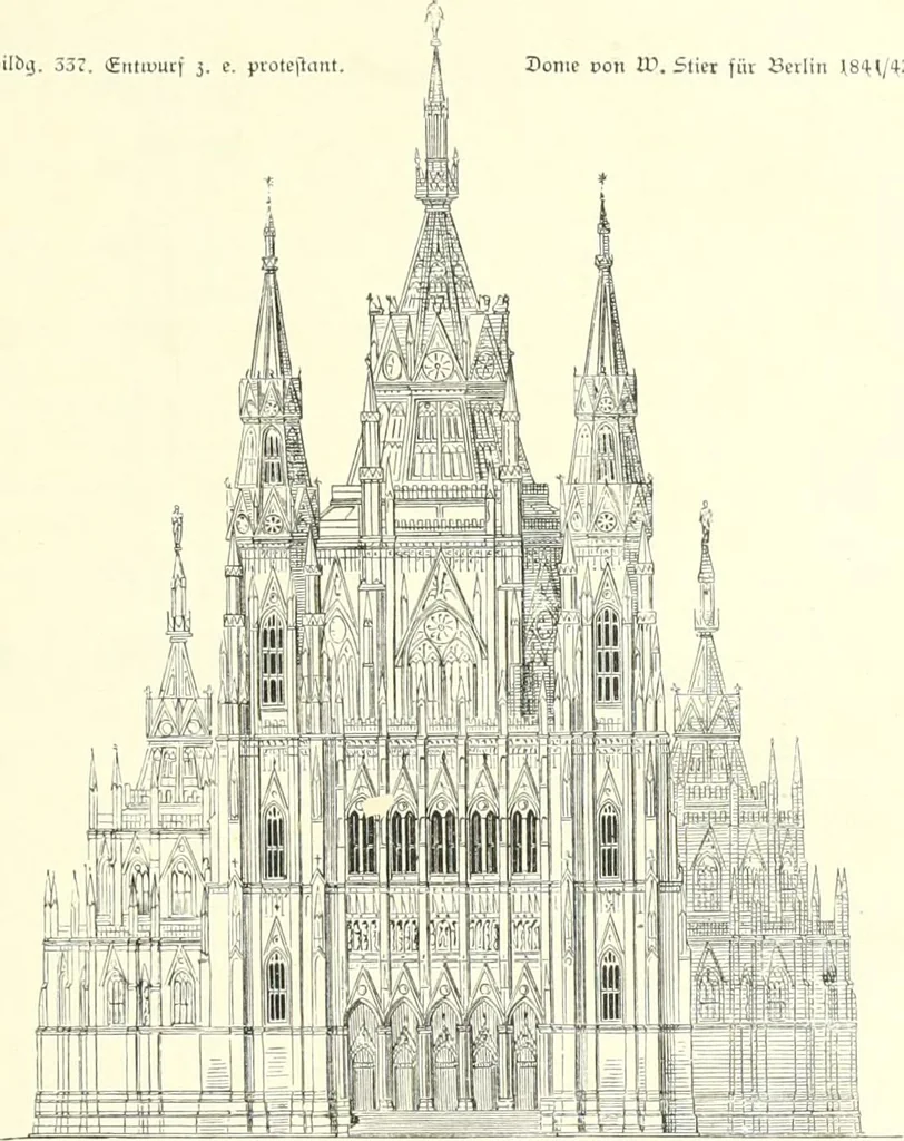 An illustration from Der Kirchenbau des Protestantismus von der Reformation bis zur Gegenwart, hrsg. von der Vereinigung Berliner Architekten, 1893, leaf 219