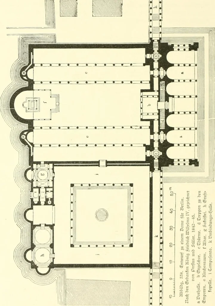 An illustration from Der Kirchenbau des Protestantismus von der Reformation bis zur Gegenwart, hrsg. von der Vereinigung Berliner Architekten, 1893, leaf 220