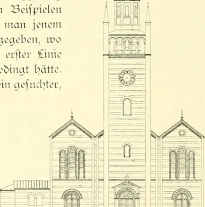 An illustration from Der Kirchenbau des Protestantismus von der Reformation bis zur Gegenwart, hrsg. von der Vereinigung Berliner Architekten, 1893, leaf 226