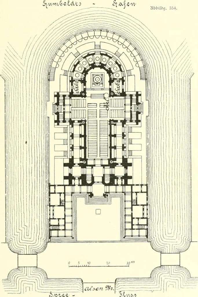 An illustration from Der Kirchenbau des Protestantismus von der Reformation bis zur Gegenwart, hrsg. von der Vereinigung Berliner Architekten, 1893, leaf 231