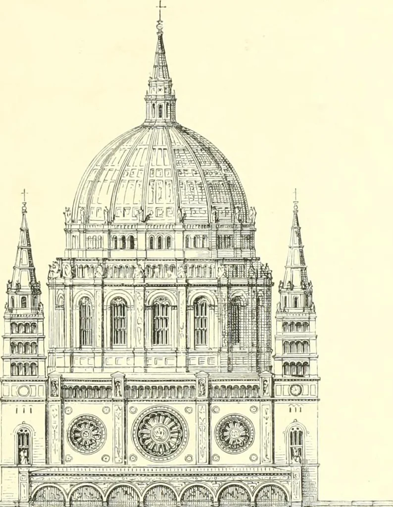 An illustration from Der Kirchenbau des Protestantismus von der Reformation bis zur Gegenwart, hrsg. von der Vereinigung Berliner Architekten, 1893, leaf 233