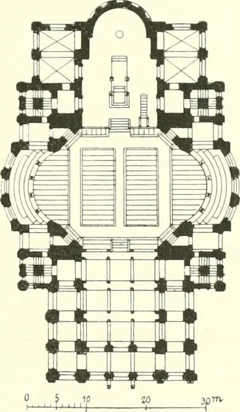 An illustration from Der Kirchenbau des Protestantismus von der Reformation bis zur Gegenwart, hrsg. von der Vereinigung Berliner Architekten, 1893, leaf 239