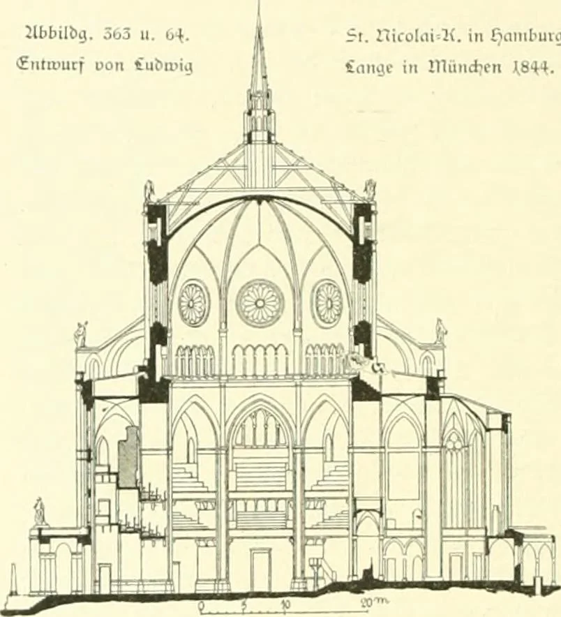 An illustration from Der Kirchenbau des Protestantismus von der Reformation bis zur Gegenwart, hrsg. von der Vereinigung Berliner Architekten, 1893, leaf 242