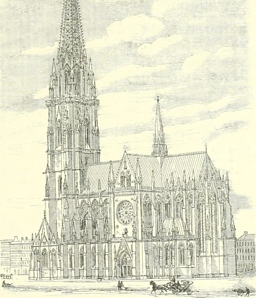 An illustration from Der Kirchenbau des Protestantismus von der Reformation bis zur Gegenwart, hrsg. von der Vereinigung Berliner Architekten, 1893, leaf 243