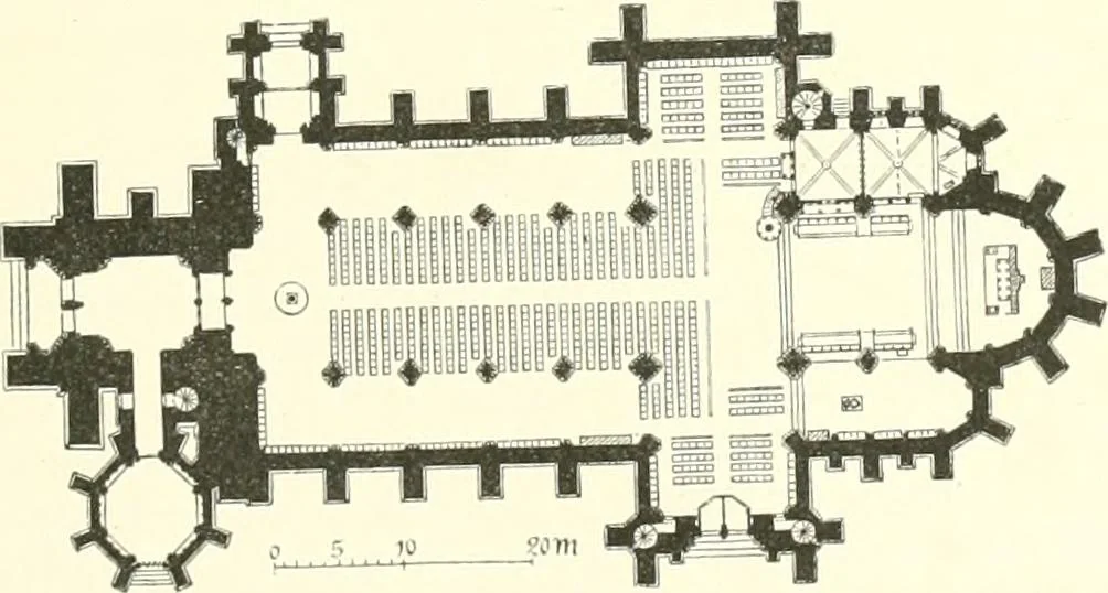 An illustration from Der Kirchenbau des Protestantismus von der Reformation bis zur Gegenwart, hrsg. von der Vereinigung Berliner Architekten, 1893, leaf 243