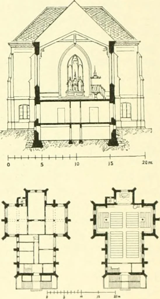 An illustration from Der Kirchenbau des Protestantismus von der Reformation bis zur Gegenwart, hrsg. von der Vereinigung Berliner Architekten, 1893, leaf 244