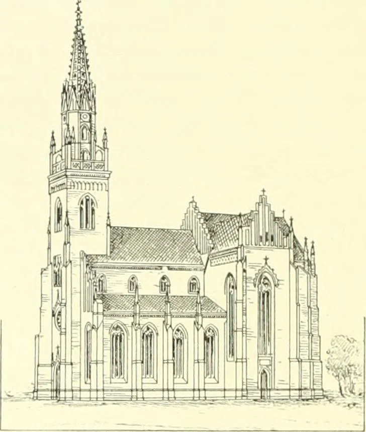 An illustration from Der Kirchenbau des Protestantismus von der Reformation bis zur Gegenwart, hrsg. von der Vereinigung Berliner Architekten, 1893, leaf 246