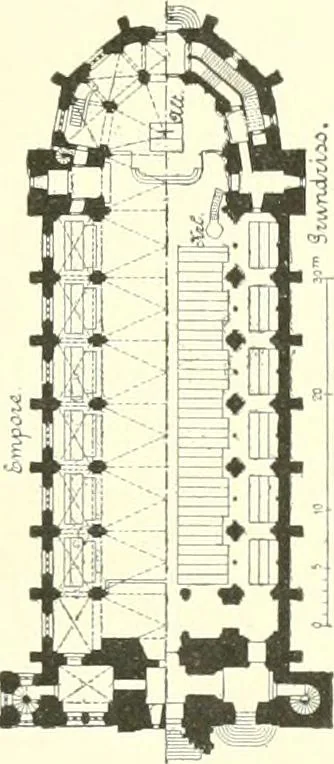 An illustration from Der Kirchenbau des Protestantismus von der Reformation bis zur Gegenwart, hrsg. von der Vereinigung Berliner Architekten, 1893, leaf 249