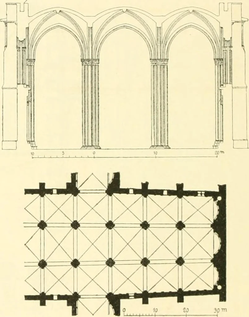 An illustration from Der Kirchenbau des Protestantismus von der Reformation bis zur Gegenwart, hrsg. von der Vereinigung Berliner Architekten, 1893, leaf 26