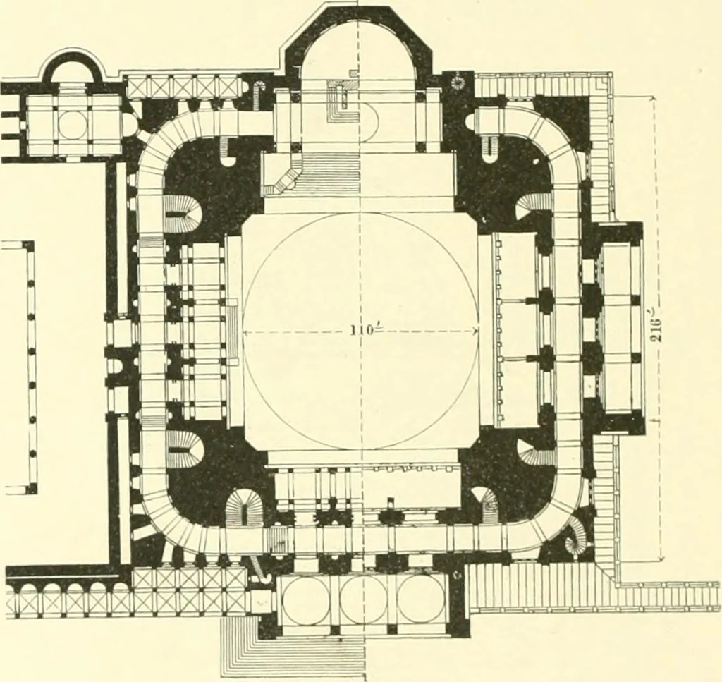 An illustration from Der Kirchenbau des Protestantismus von der Reformation bis zur Gegenwart, hrsg. von der Vereinigung Berliner Architekten, 1893, leaf 260