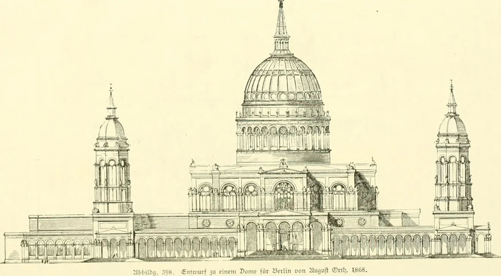 An illustration from Der Kirchenbau des Protestantismus von der Reformation bis zur Gegenwart, hrsg. von der Vereinigung Berliner Architekten, 1893, leaf 268