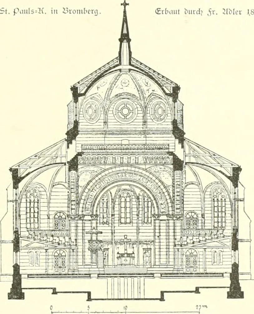 An illustration from Der Kirchenbau des Protestantismus von der Reformation bis zur Gegenwart, hrsg. von der Vereinigung Berliner Architekten, 1893, leaf 279