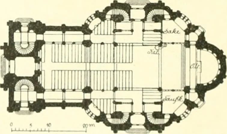An illustration from Der Kirchenbau des Protestantismus von der Reformation bis zur Gegenwart, hrsg. von der Vereinigung Berliner Architekten, 1893, leaf 280