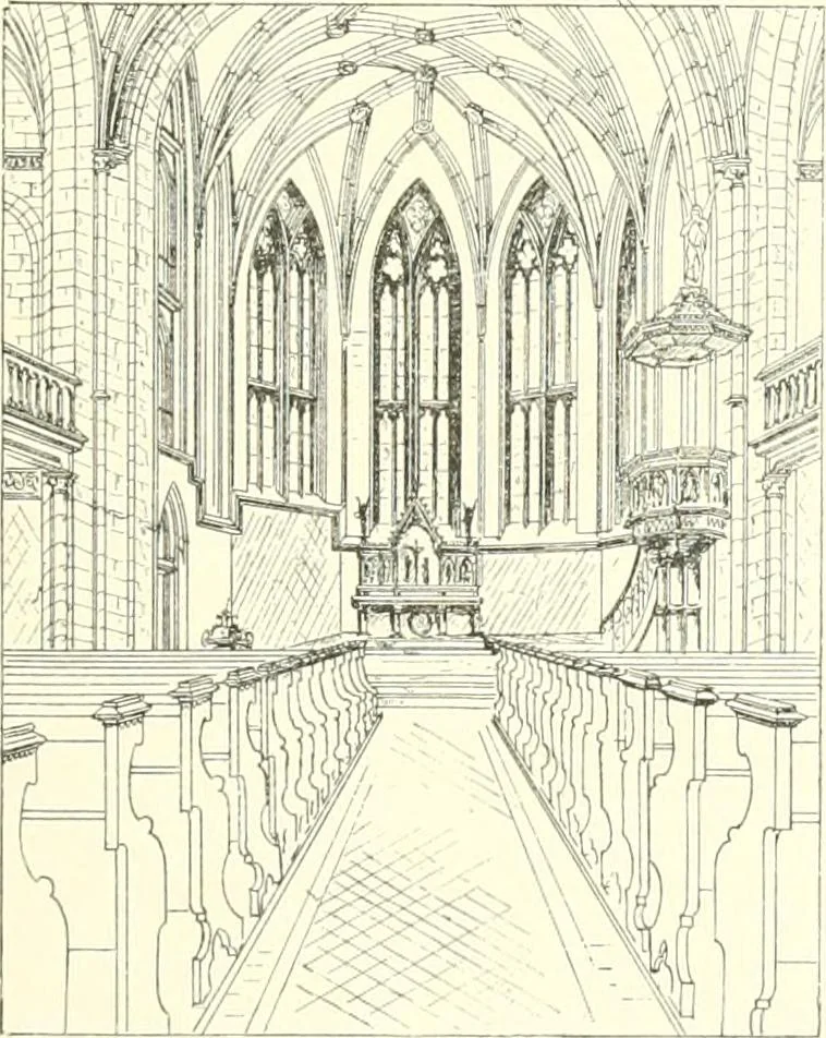 An illustration from Der Kirchenbau des Protestantismus von der Reformation bis zur Gegenwart, hrsg. von der Vereinigung Berliner Architekten, 1893, leaf 283