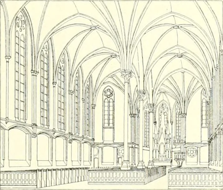An illustration from Der Kirchenbau des Protestantismus von der Reformation bis zur Gegenwart, hrsg. von der Vereinigung Berliner Architekten, 1893, leaf 285