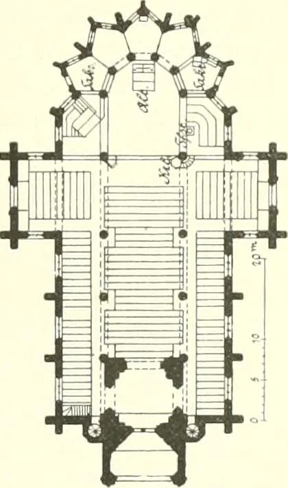 An illustration from Der Kirchenbau des Protestantismus von der Reformation bis zur Gegenwart, hrsg. von der Vereinigung Berliner Architekten, 1893, leaf 287