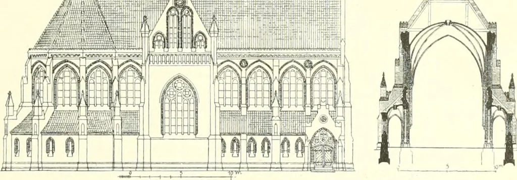 An illustration from Der Kirchenbau des Protestantismus von der Reformation bis zur Gegenwart, hrsg. von der Vereinigung Berliner Architekten, 1893, leaf 287