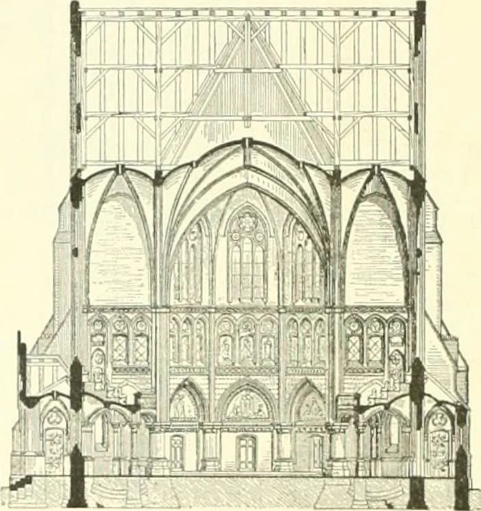 An illustration from Der Kirchenbau des Protestantismus von der Reformation bis zur Gegenwart, hrsg. von der Vereinigung Berliner Architekten, 1893, leaf 288
