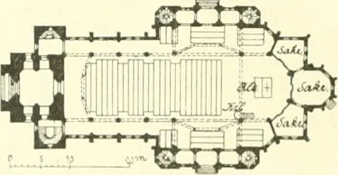 An illustration from Der Kirchenbau des Protestantismus von der Reformation bis zur Gegenwart, hrsg. von der Vereinigung Berliner Architekten, 1893, leaf 288