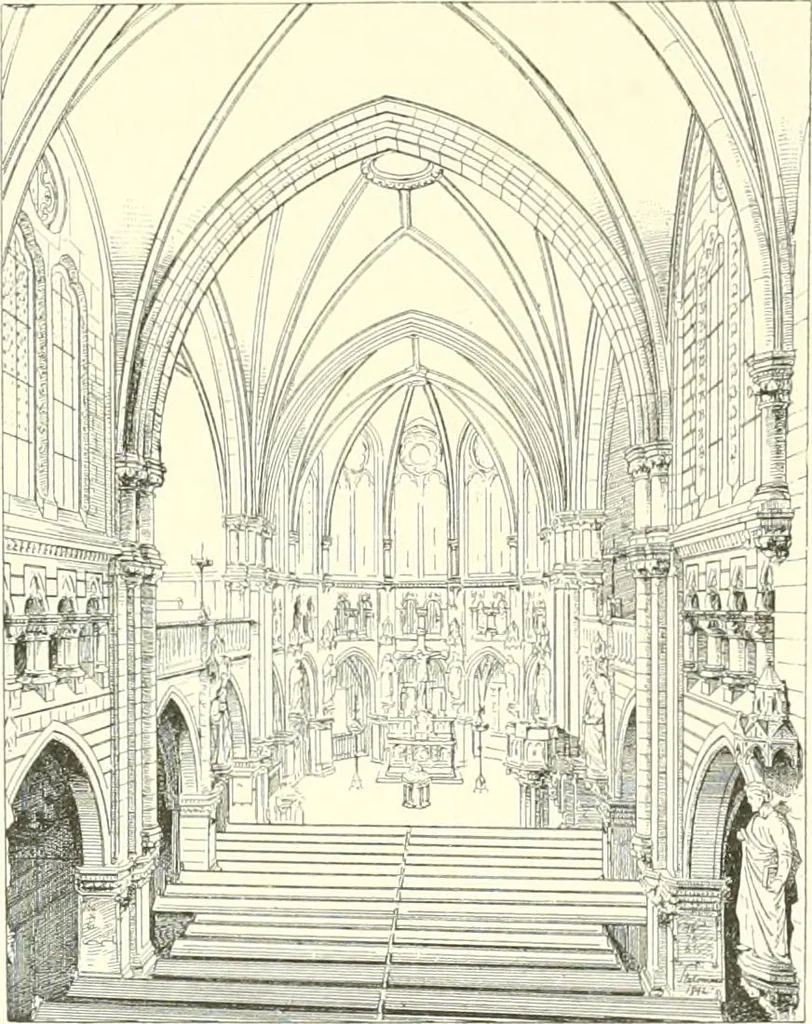 An illustration from Der Kirchenbau des Protestantismus von der Reformation bis zur Gegenwart, hrsg. von der Vereinigung Berliner Architekten, 1893, leaf 291