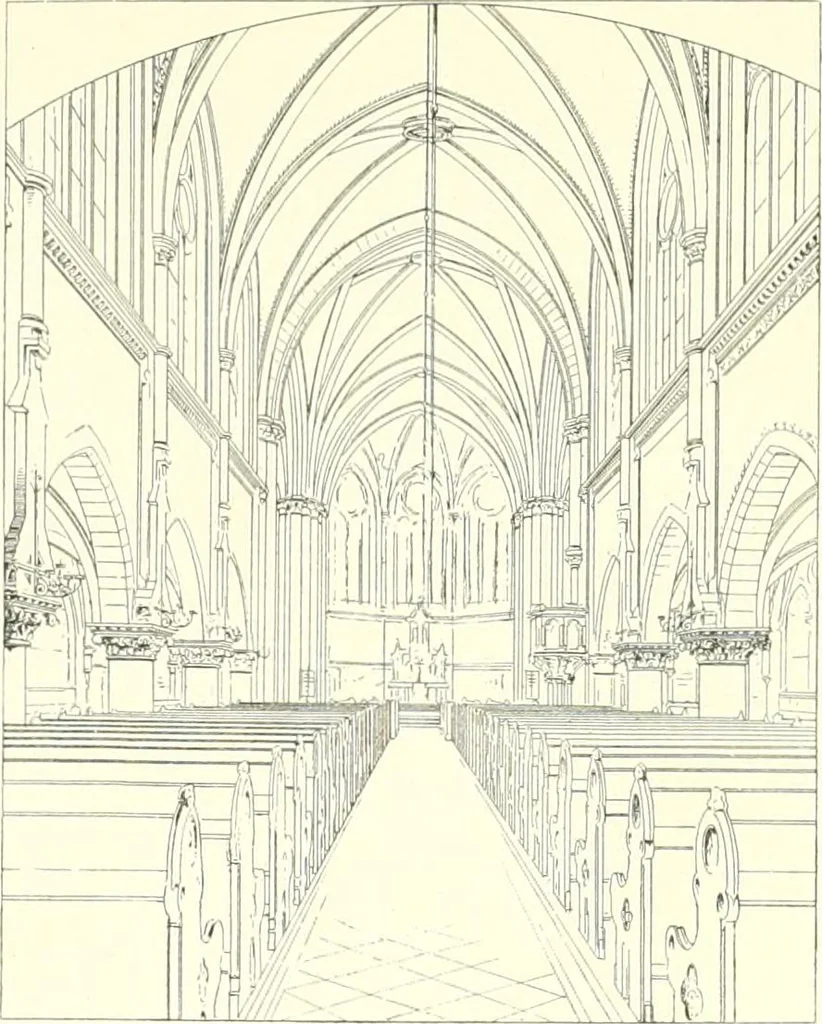 An illustration from Der Kirchenbau des Protestantismus von der Reformation bis zur Gegenwart, hrsg. von der Vereinigung Berliner Architekten, 1893, leaf 291