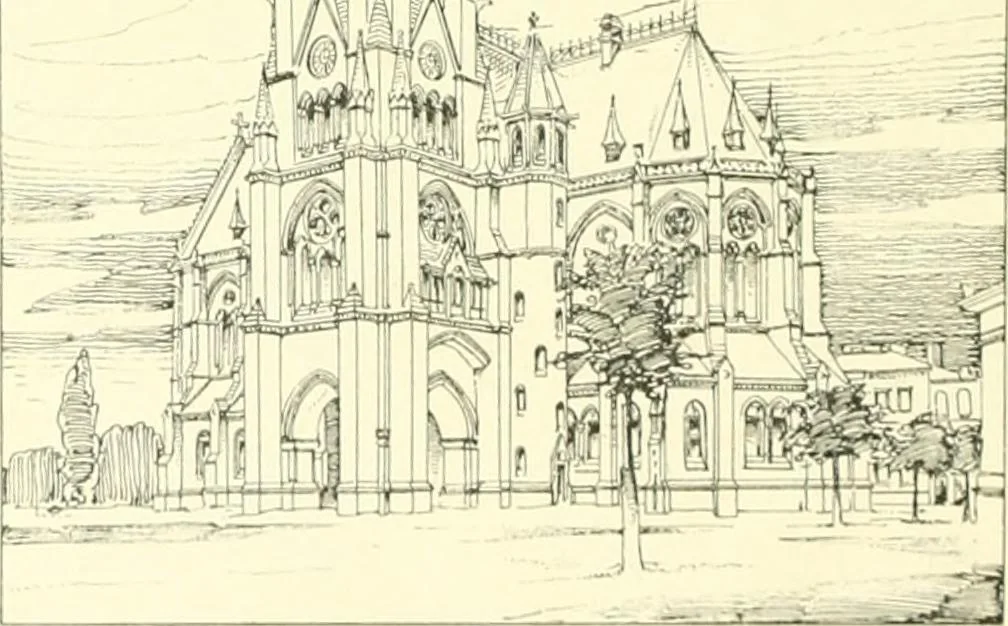 An illustration from Der Kirchenbau des Protestantismus von der Reformation bis zur Gegenwart, hrsg. von der Vereinigung Berliner Architekten, 1893, leaf 292