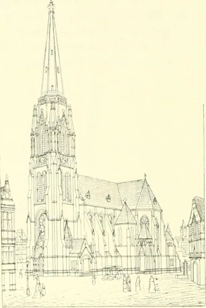 An illustration from Der Kirchenbau des Protestantismus von der Reformation bis zur Gegenwart, hrsg. von der Vereinigung Berliner Architekten, 1893, leaf 294