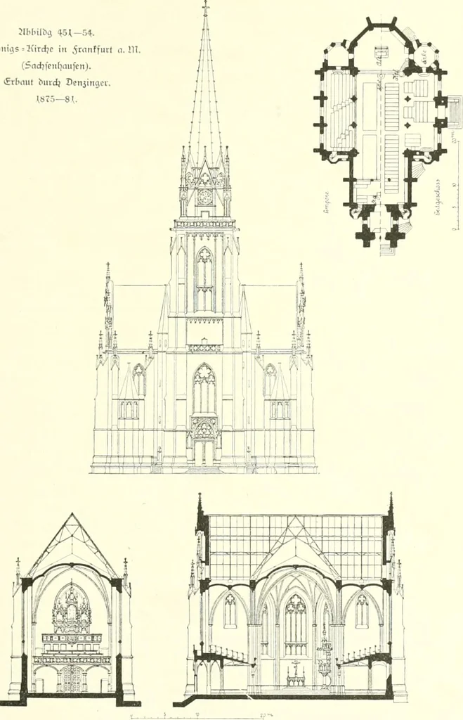 An illustration from Der Kirchenbau des Protestantismus von der Reformation bis zur Gegenwart, hrsg. von der Vereinigung Berliner Architekten, 1893, leaf 295