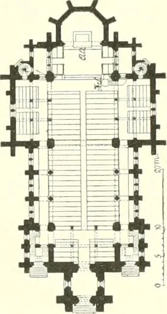 An illustration from Der Kirchenbau des Protestantismus von der Reformation bis zur Gegenwart, hrsg. von der Vereinigung Berliner Architekten, 1893, leaf 297