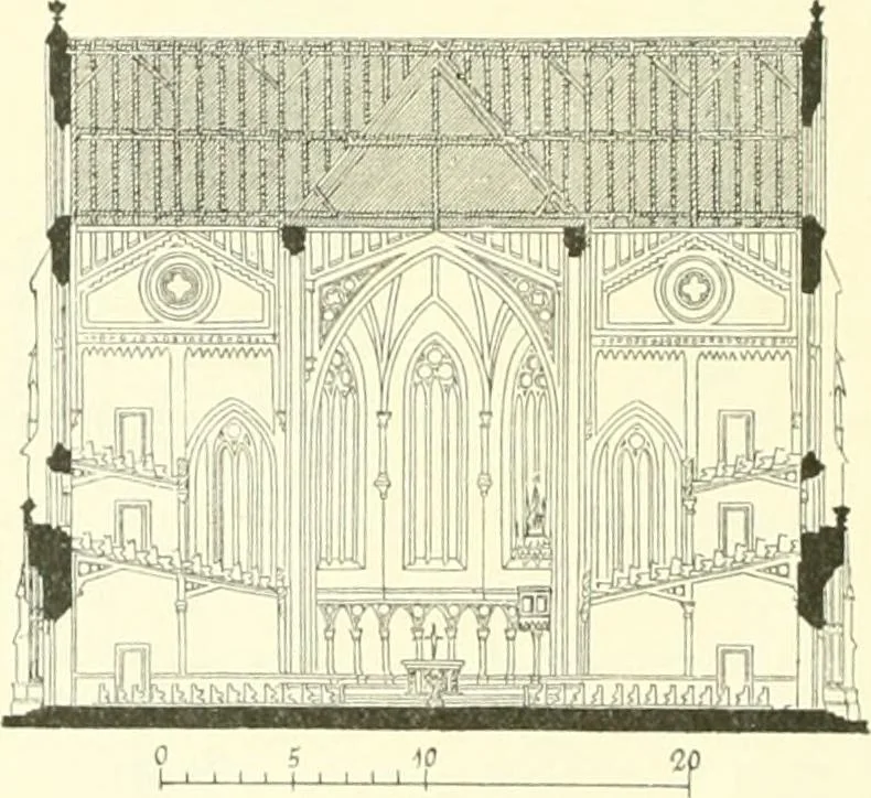 An illustration from Der Kirchenbau des Protestantismus von der Reformation bis zur Gegenwart, hrsg. von der Vereinigung Berliner Architekten, 1893, leaf 298