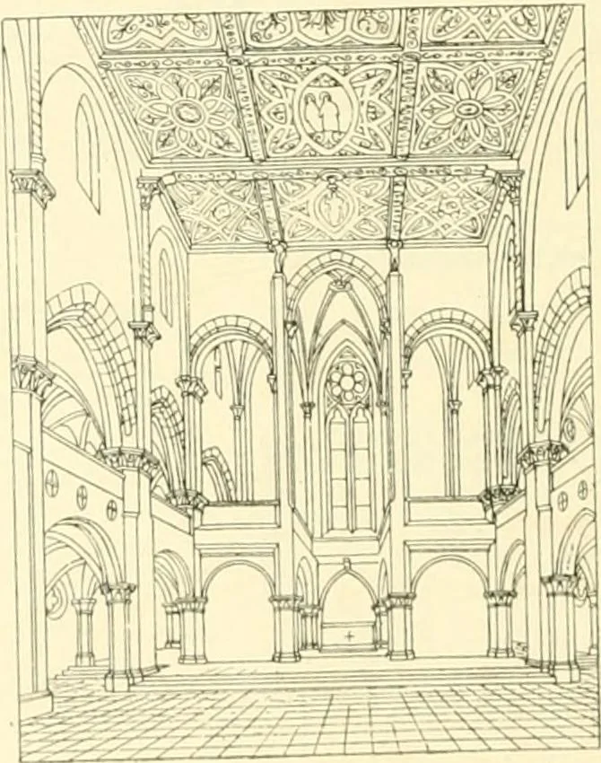 An illustration from Der Kirchenbau des Protestantismus von der Reformation bis zur Gegenwart, hrsg. von der Vereinigung Berliner Architekten, 1893, leaf 30
