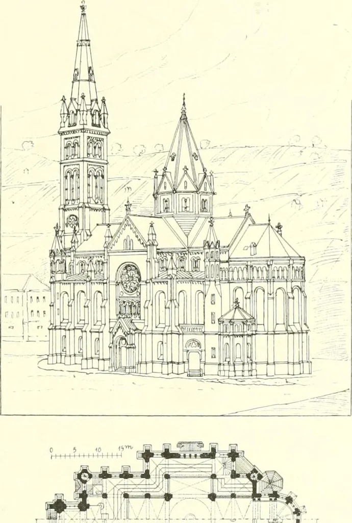 An illustration from Der Kirchenbau des Protestantismus von der Reformation bis zur Gegenwart, hrsg. von der Vereinigung Berliner Architekten, 1893, leaf 301