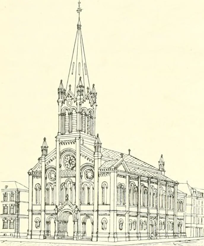 An illustration from Der Kirchenbau des Protestantismus von der Reformation bis zur Gegenwart, hrsg. von der Vereinigung Berliner Architekten, 1893, leaf 303
