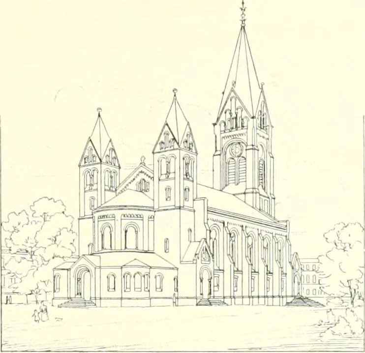 An illustration from Der Kirchenbau des Protestantismus von der Reformation bis zur Gegenwart, hrsg. von der Vereinigung Berliner Architekten, 1893, leaf 315