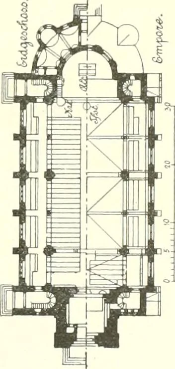 An illustration from Der Kirchenbau des Protestantismus von der Reformation bis zur Gegenwart, hrsg. von der Vereinigung Berliner Architekten, 1893, leaf 315