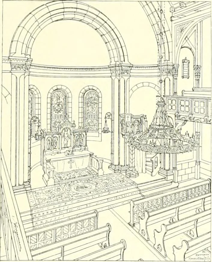 An illustration from Der Kirchenbau des Protestantismus von der Reformation bis zur Gegenwart, hrsg. von der Vereinigung Berliner Architekten, 1893, leaf 319