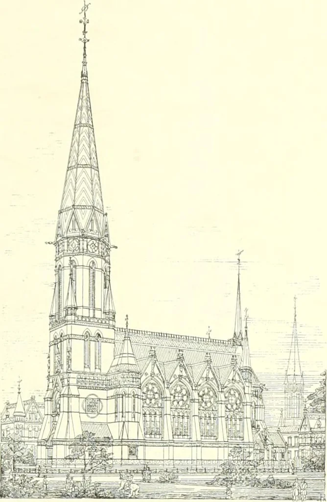 An illustration from Der Kirchenbau des Protestantismus von der Reformation bis zur Gegenwart, hrsg. von der Vereinigung Berliner Architekten, 1893, leaf 321