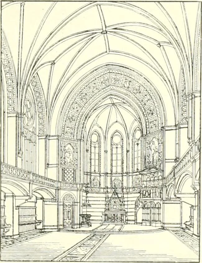 An illustration from Der Kirchenbau des Protestantismus von der Reformation bis zur Gegenwart, hrsg. von der Vereinigung Berliner Architekten, 1893, leaf 321