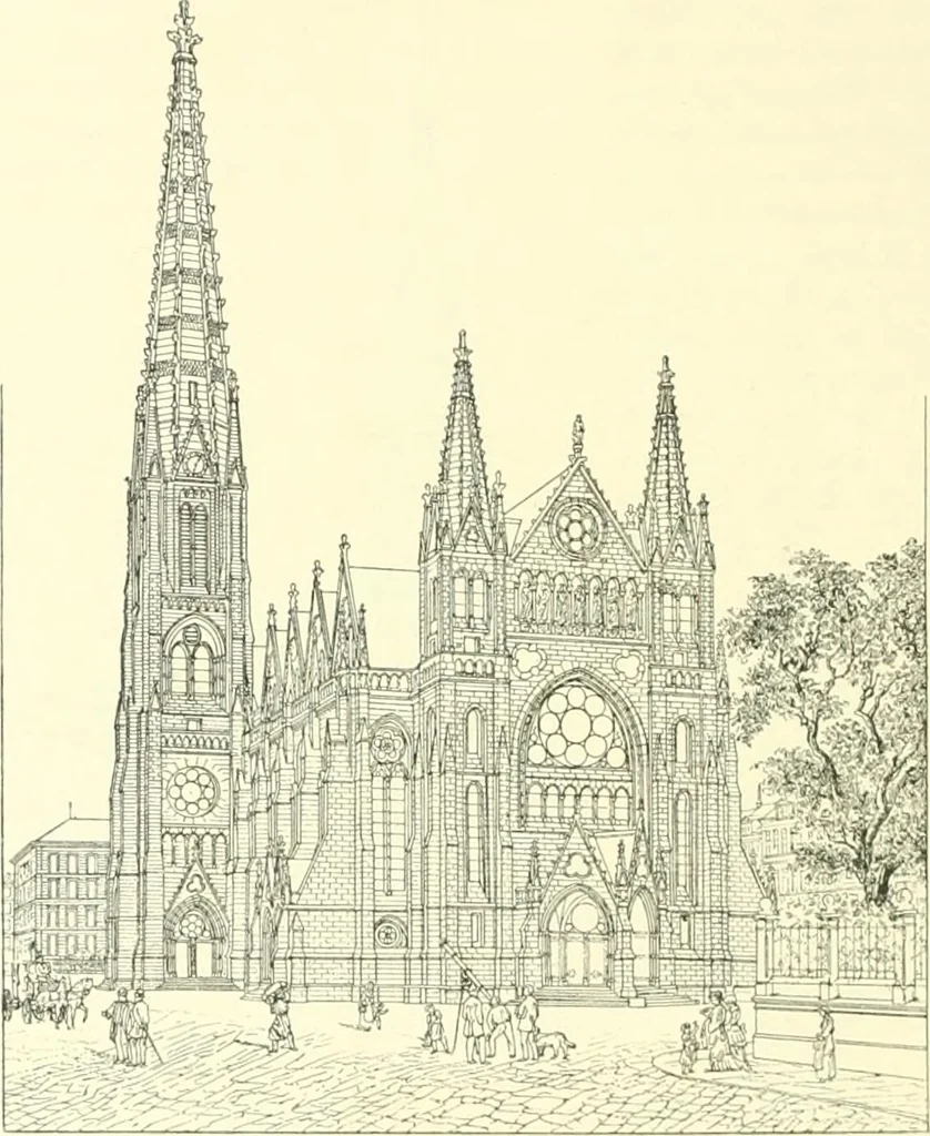 An illustration from Der Kirchenbau des Protestantismus von der Reformation bis zur Gegenwart, hrsg. von der Vereinigung Berliner Architekten, 1893, leaf 322