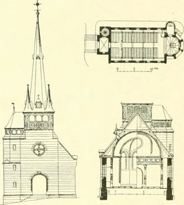 An illustration from Der Kirchenbau des Protestantismus von der Reformation bis zur Gegenwart, hrsg. von der Vereinigung Berliner Architekten, 1893, leaf 324