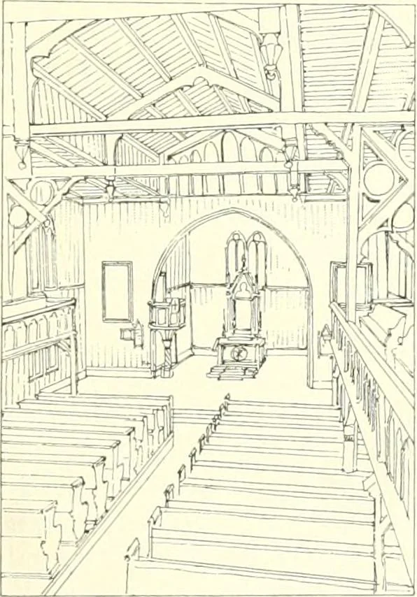 An illustration from Der Kirchenbau des Protestantismus von der Reformation bis zur Gegenwart, hrsg. von der Vereinigung Berliner Architekten, 1893, leaf 325